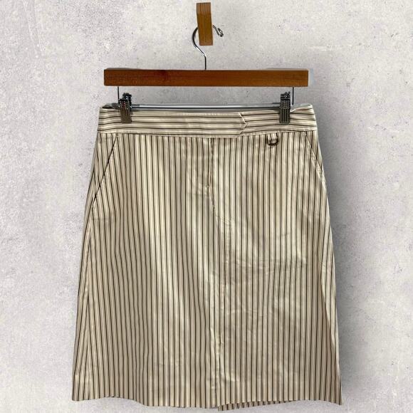 J Crew Skirt Beige Striped Cotton Pencil A Line Classic Career Women’s 4 New - Picture 3 of 10